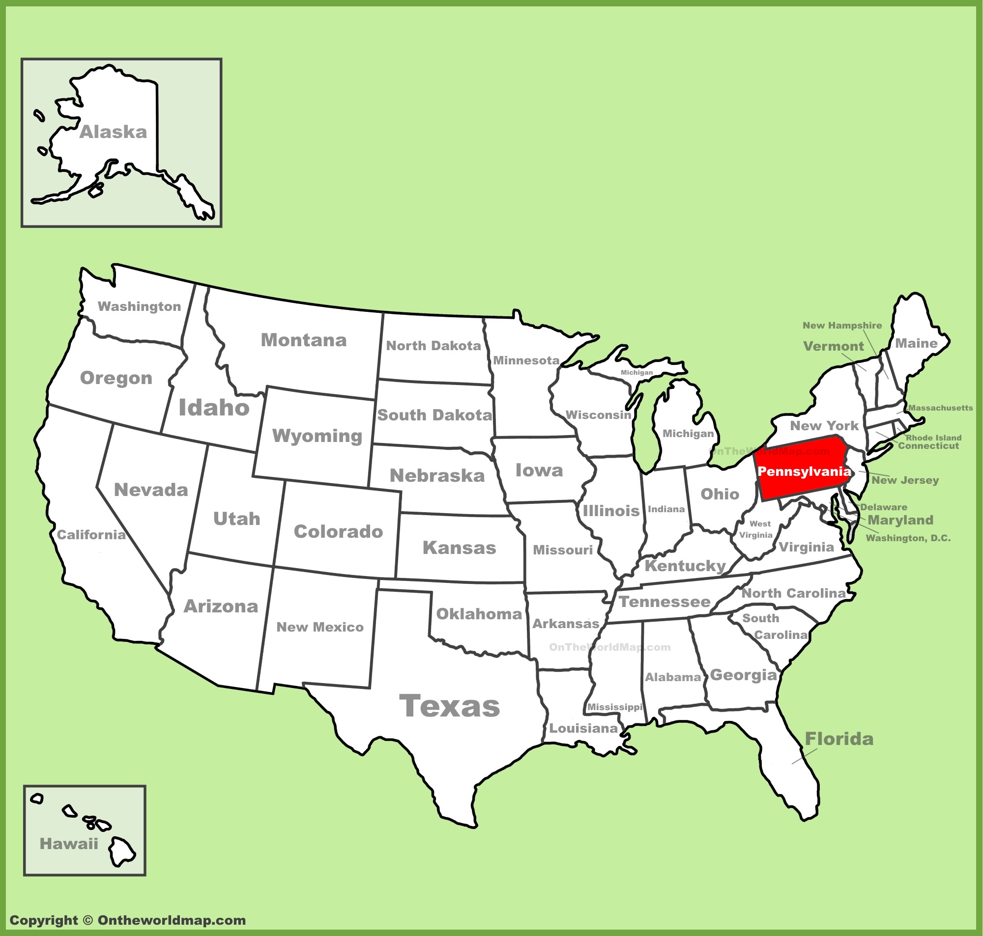 pennsylvania on map of usa Pennsylvania Location On The U S Map pennsylvania on map of usa