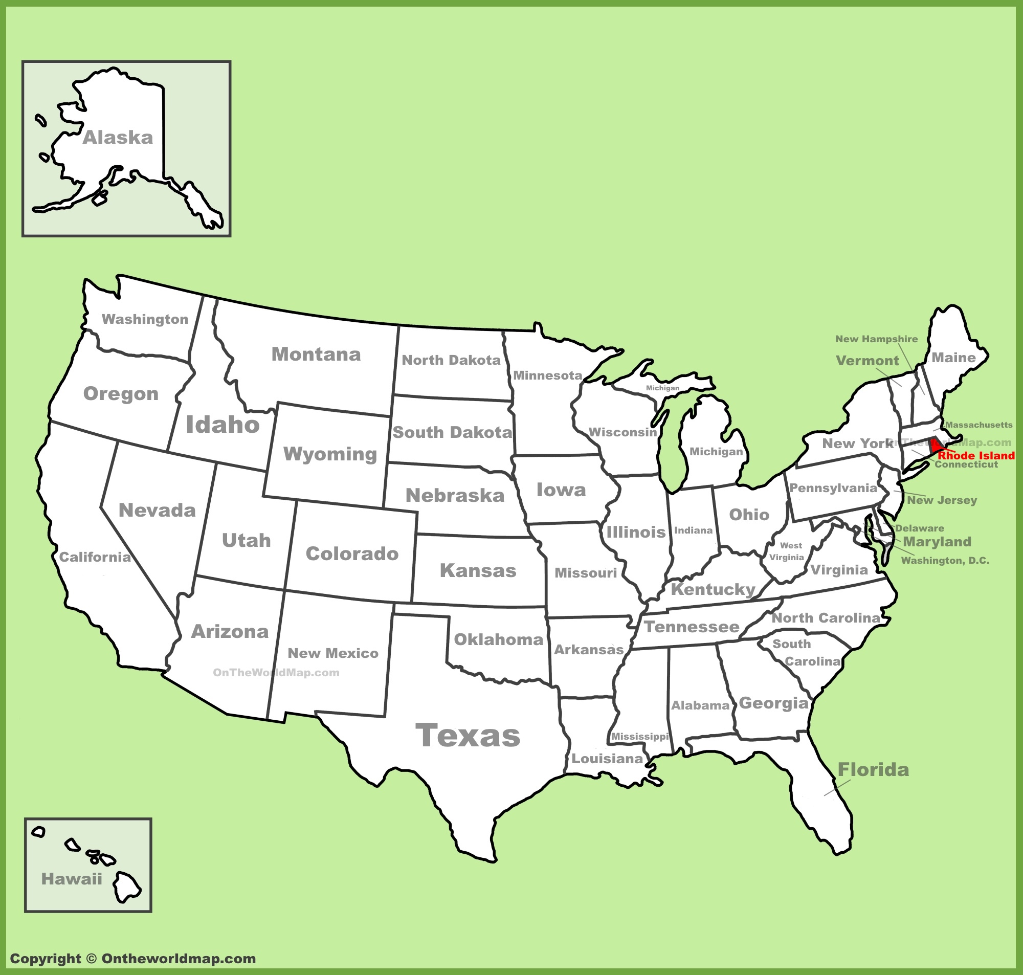 Rhode Island Location On The U S Map