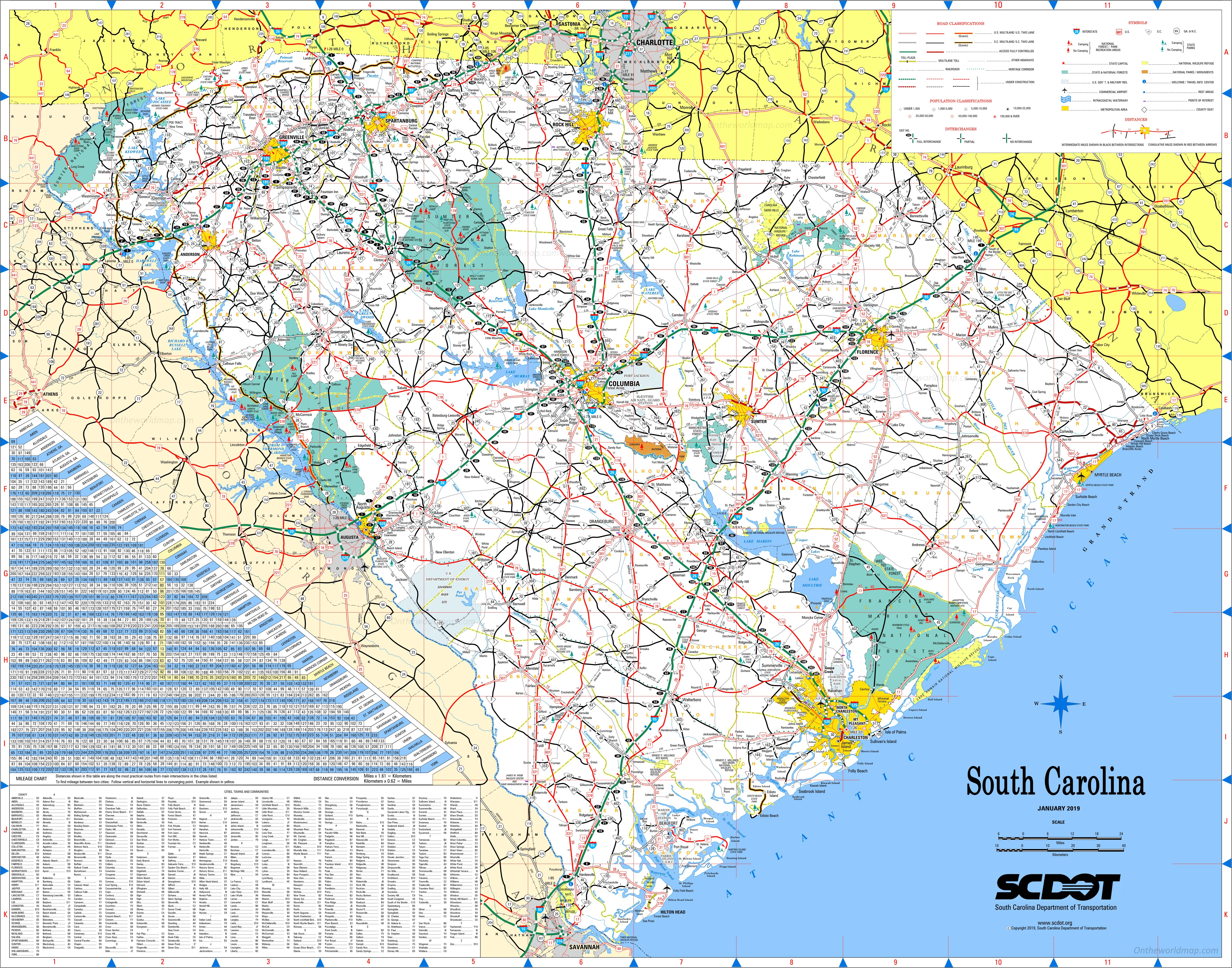 south carolina map with cities and towns Large Detailed Tourist Map Of South Carolina With Cities And Towns south carolina map with cities and towns