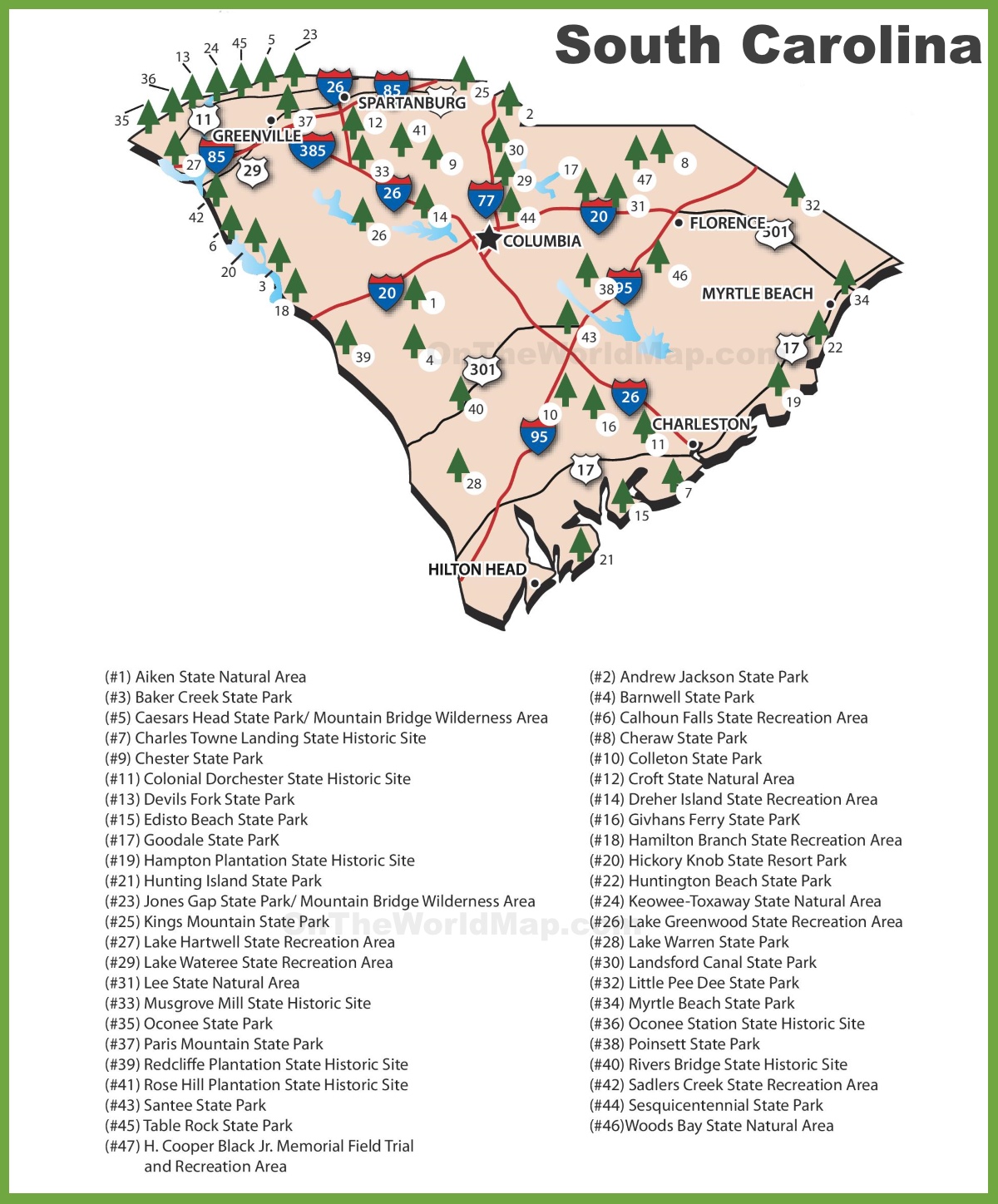 South Carolina State Parks Map