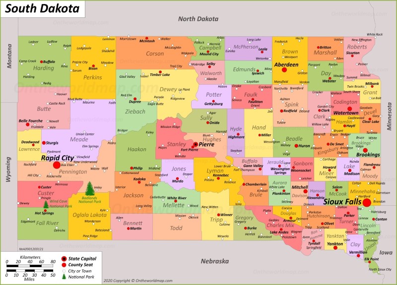 Map of South Dakota