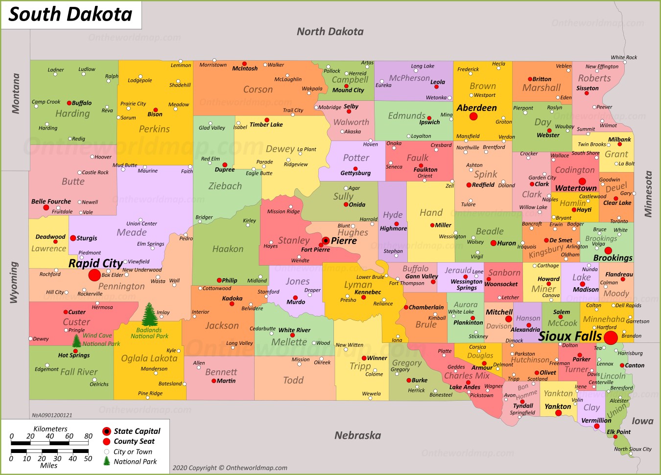 Map Of South Dakota State Outline County Cities Towns Vrogue Co