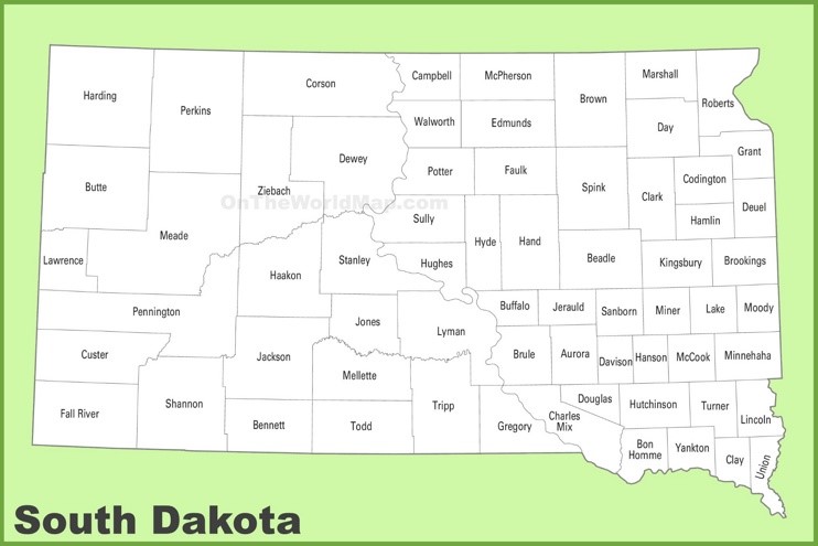 South Dakota county map