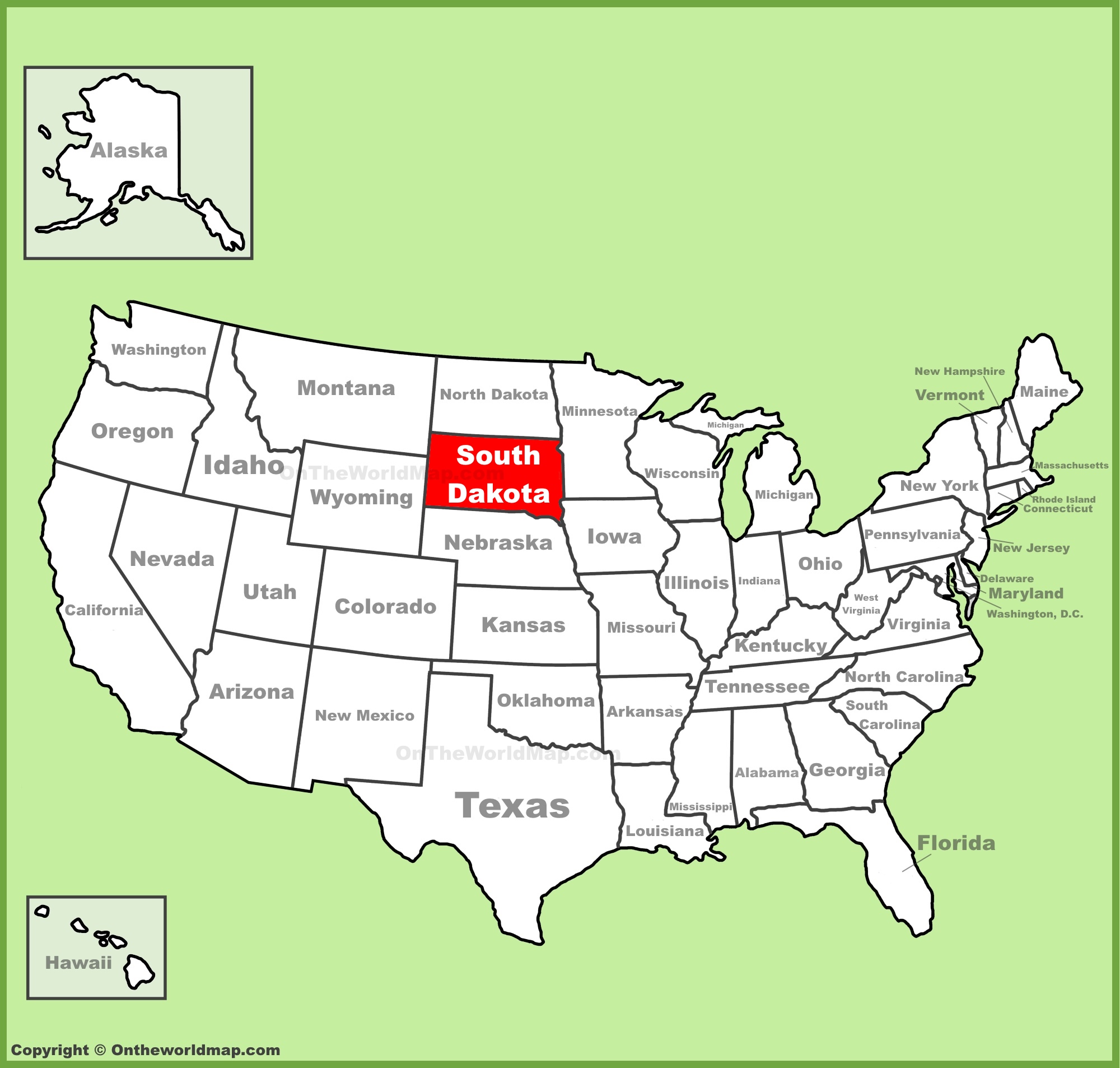 South Dakota Location On The U S Map