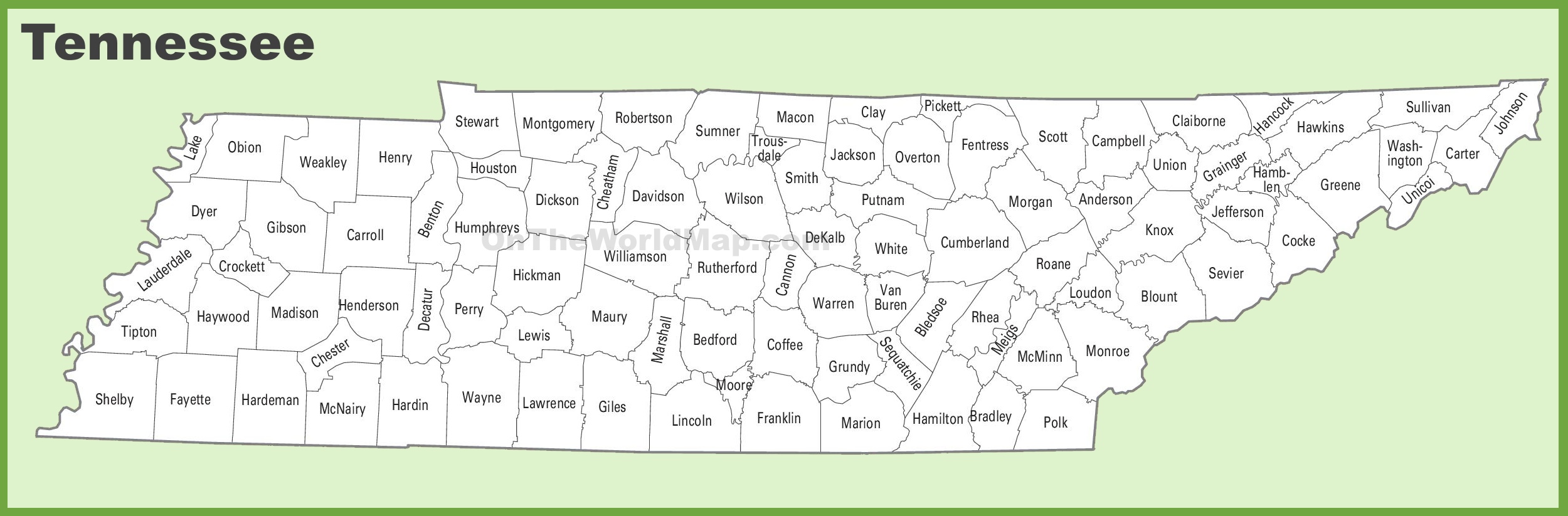 Tennessee county map