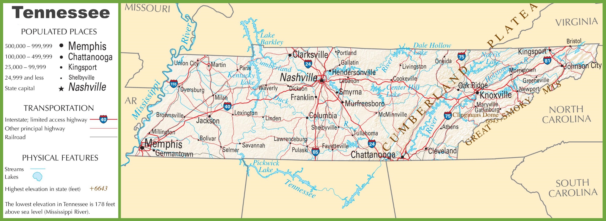 Tennessee Highway Map