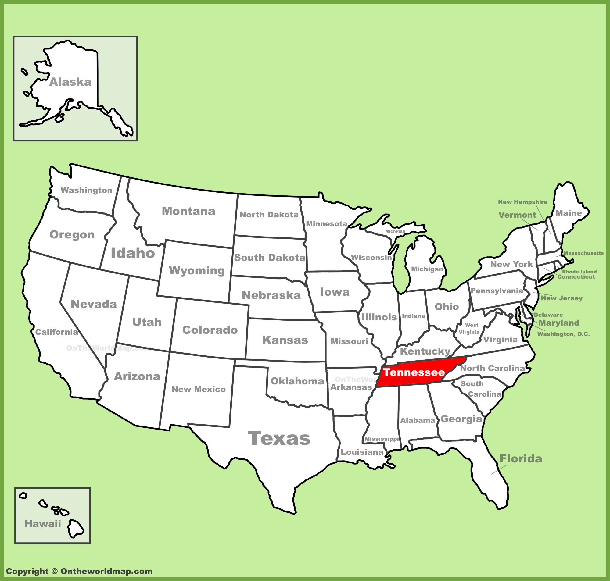 Tennessee Location On The U S Map
