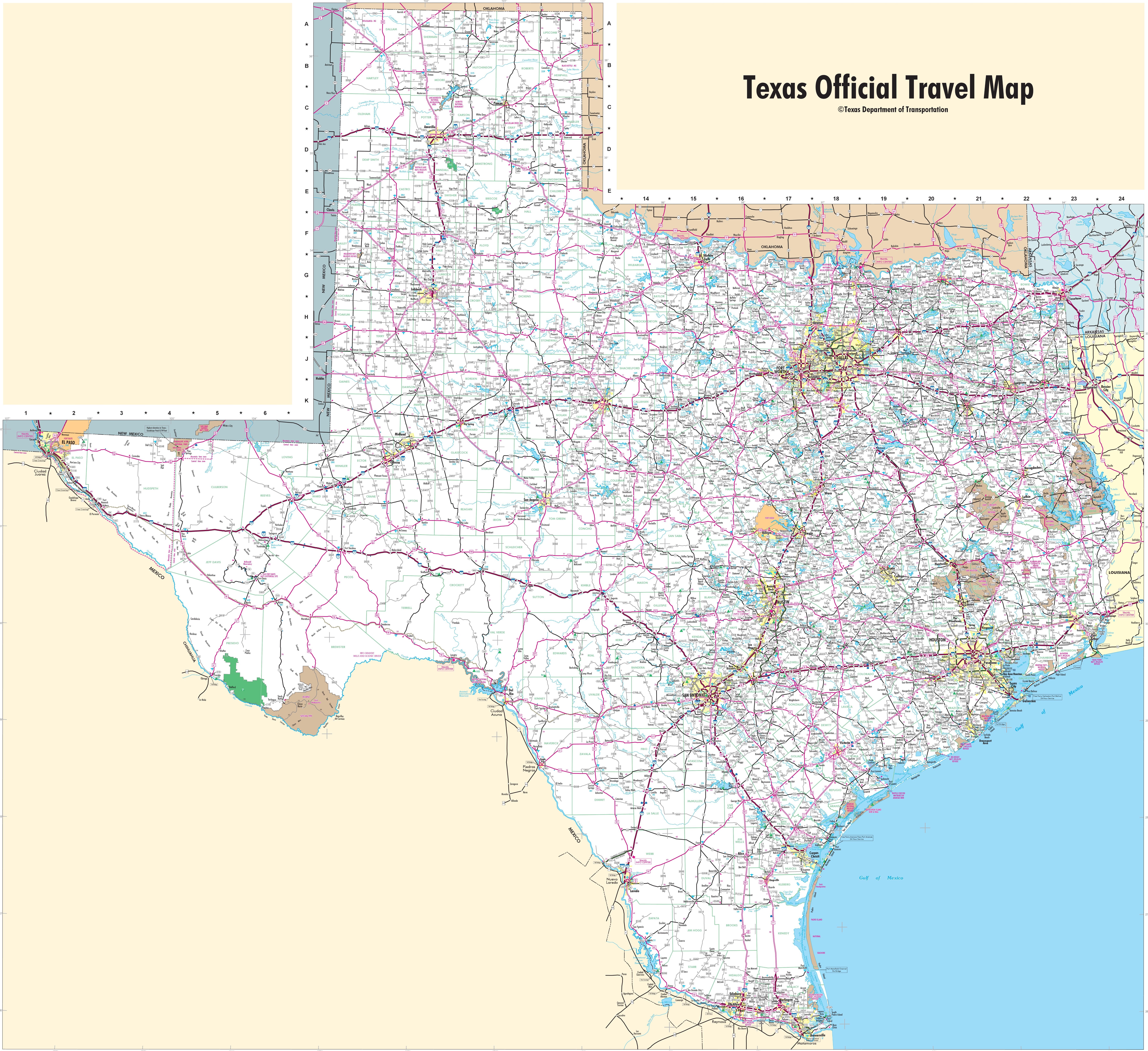 Large Detailed Map Of Texas With Cities And Towns