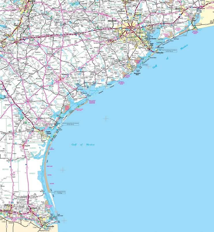 Map of Texas coast
