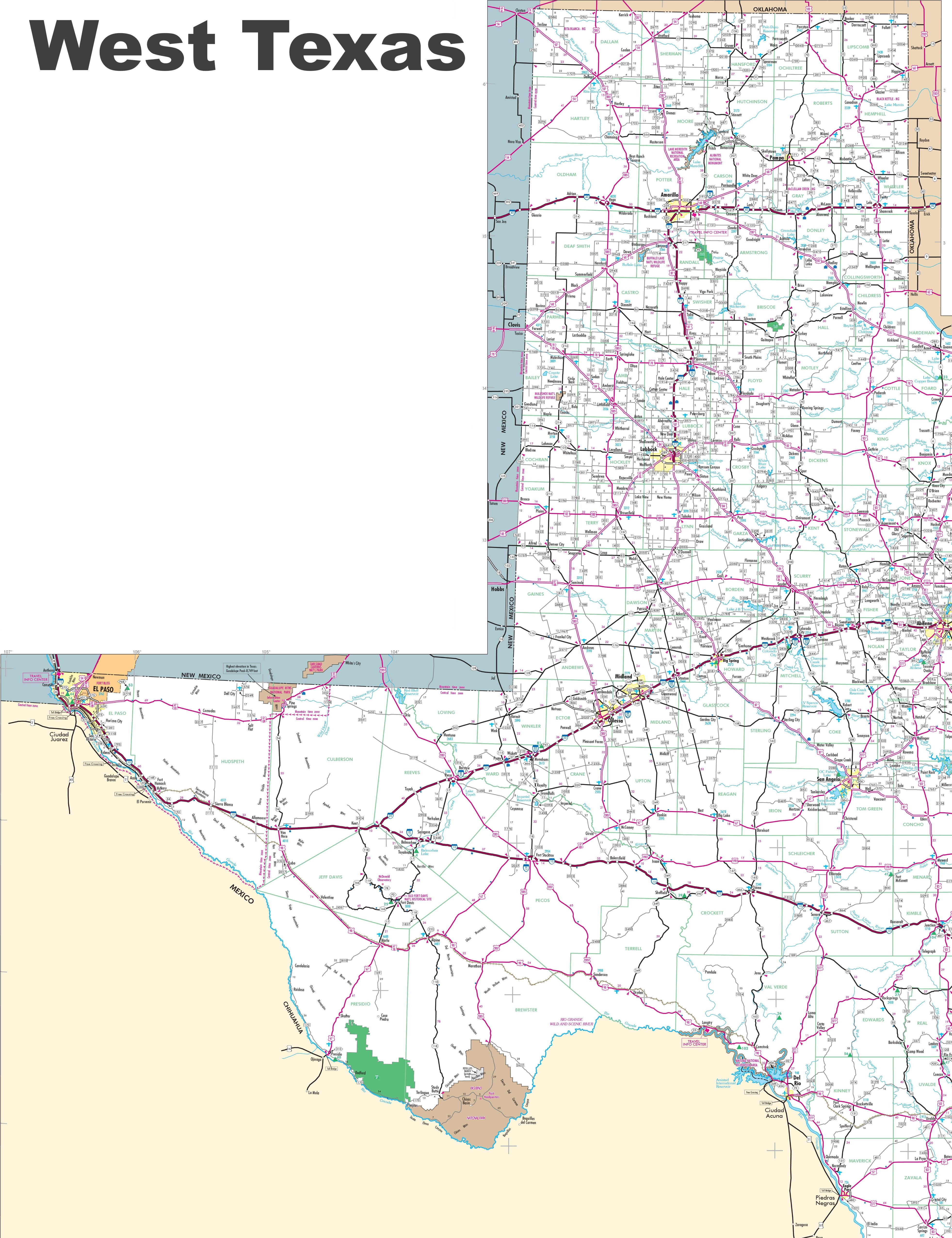 West Texas Road Map Squaw Valley Trail Map