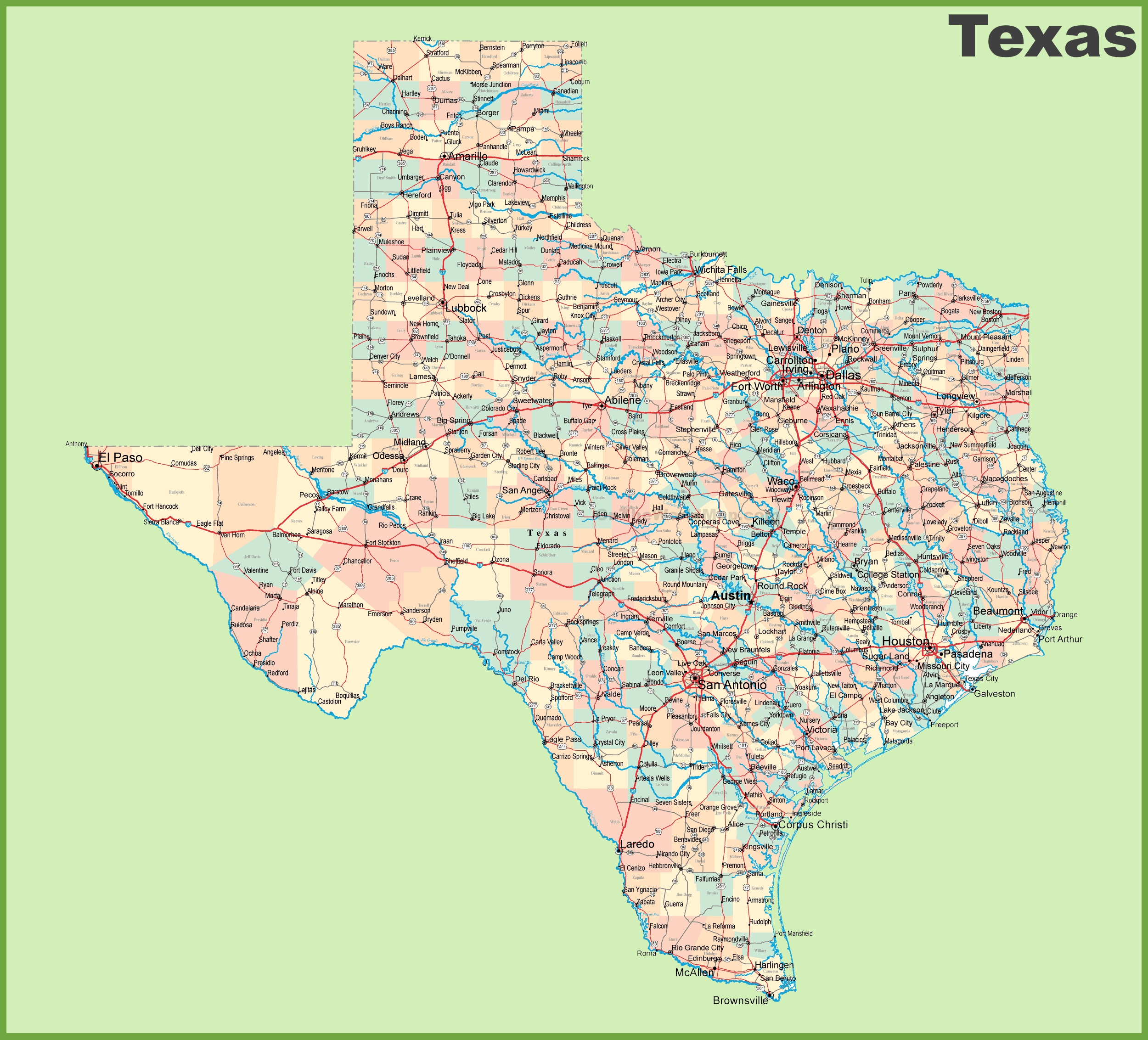 map of texas counties with cities Road Map Of Texas With Cities map of texas counties with cities