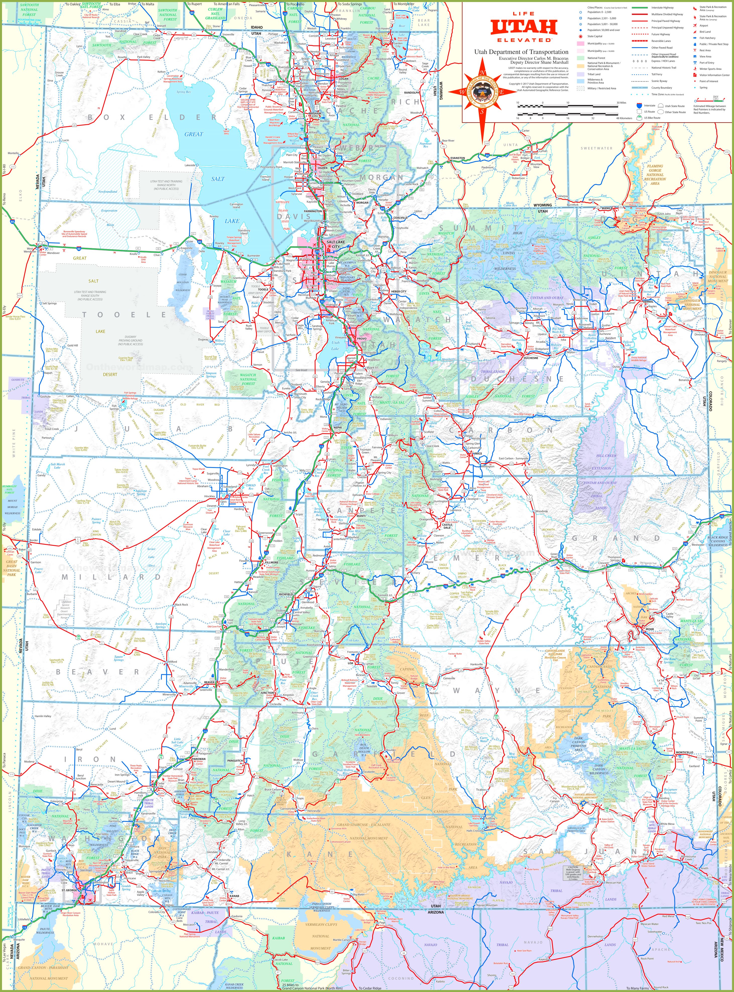 Detailed Tourist Map Of Utah