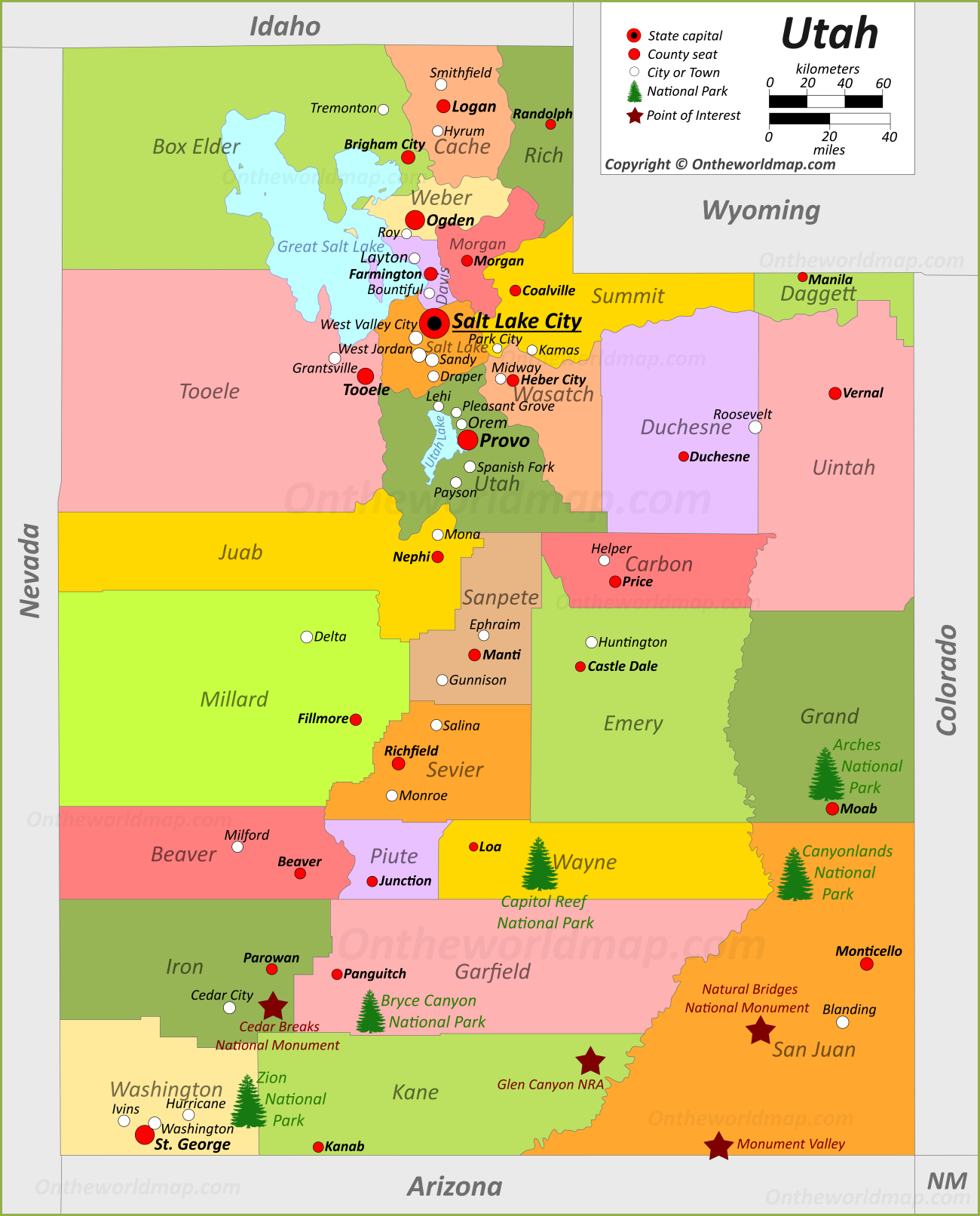 Utah State Map USA Maps Of Utah UT