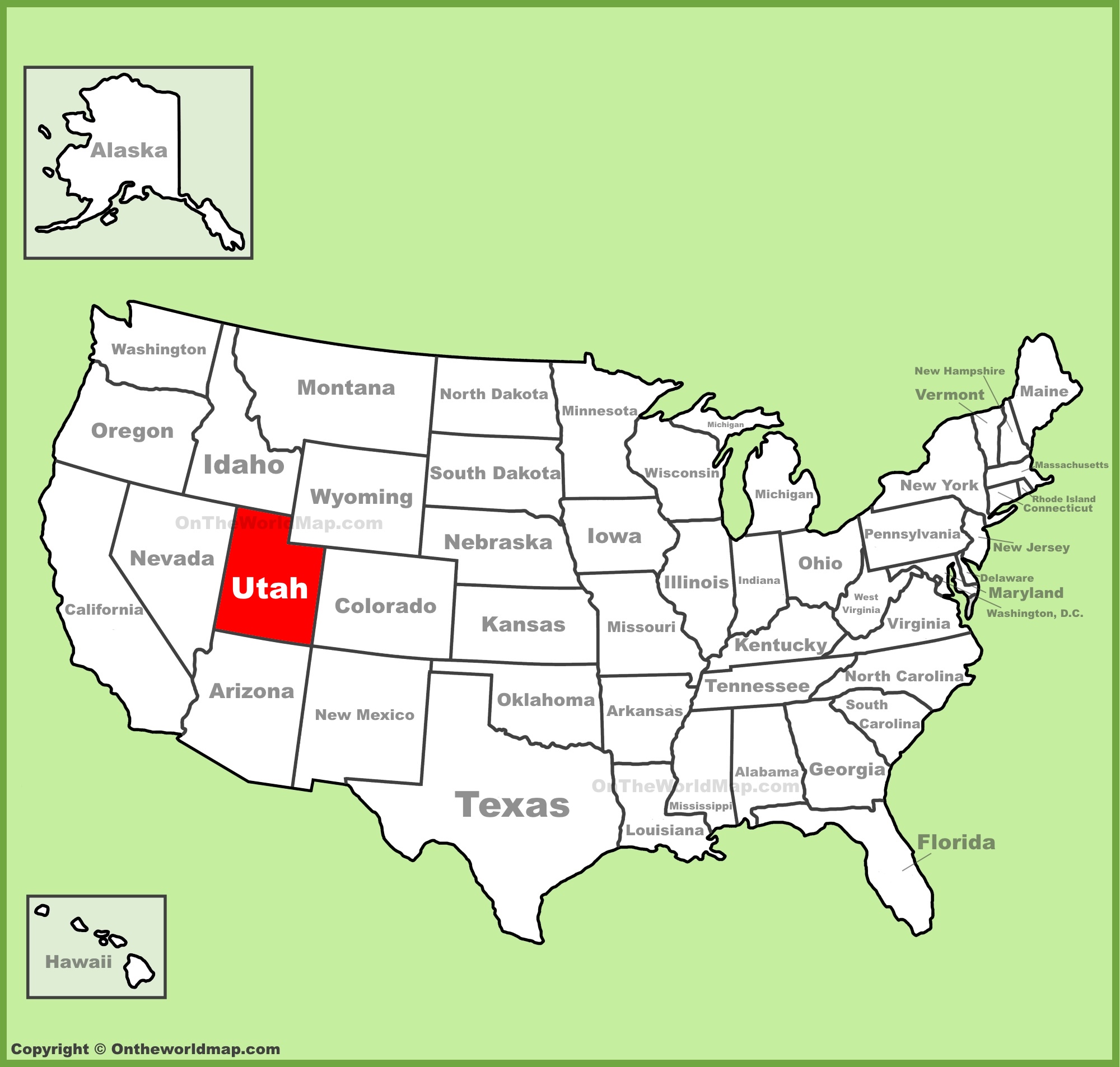 Utah location on the U.S. Map