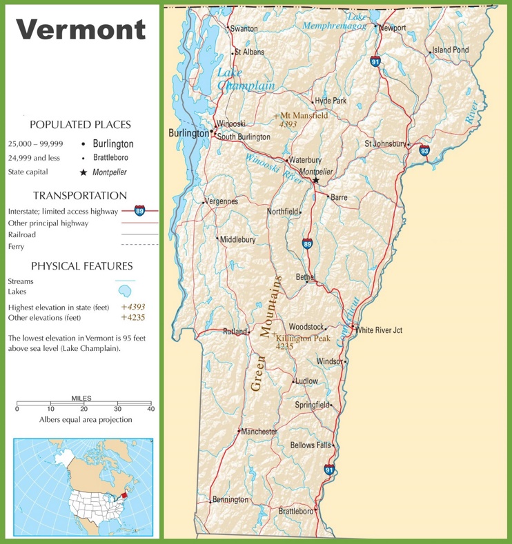 Vermont highway map