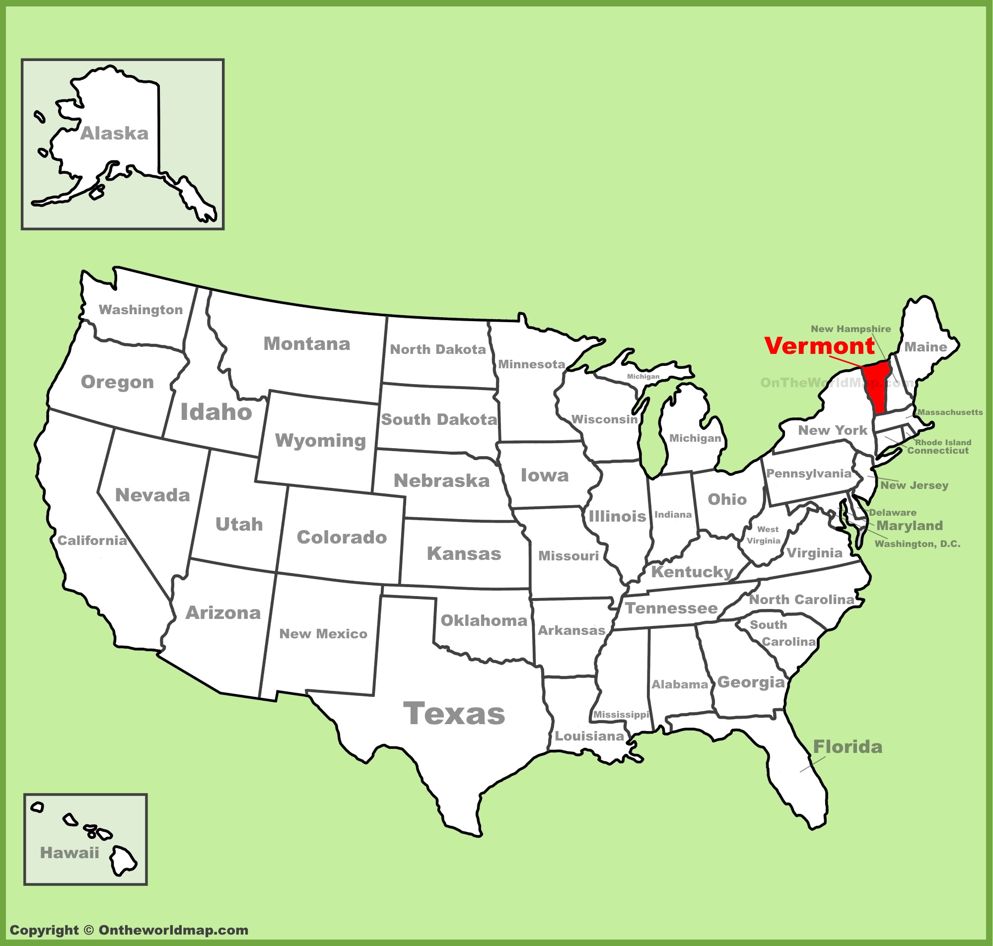 Vermont Location On The U S Map