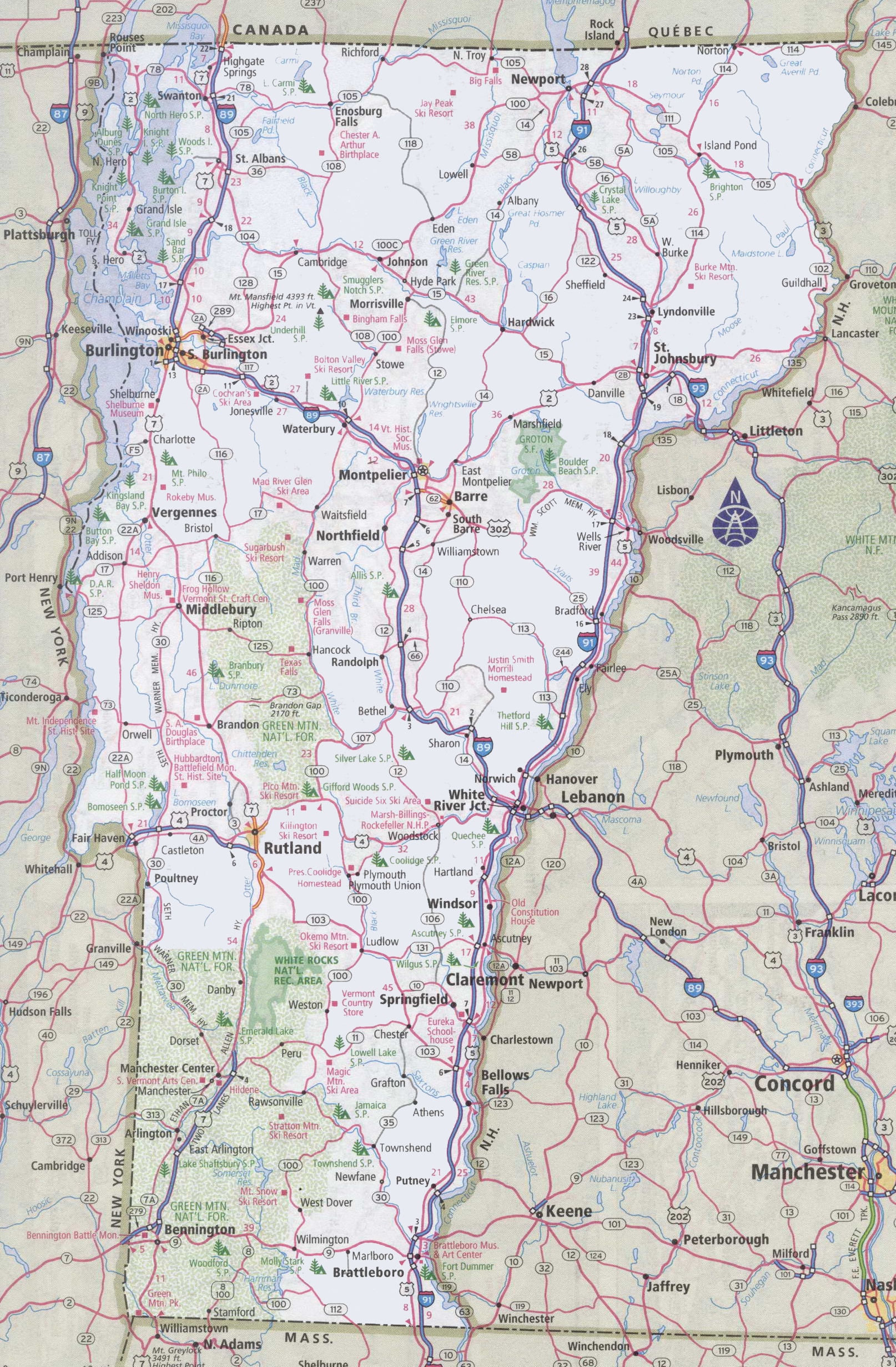 Vermont road map