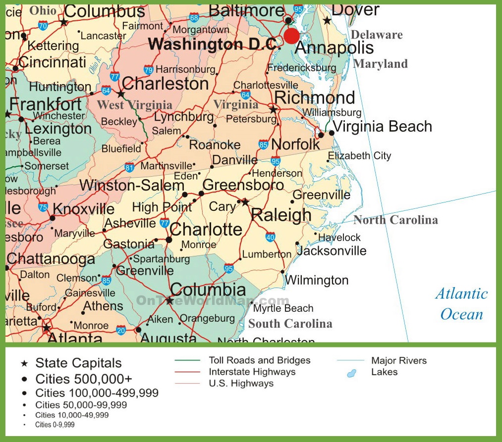 map of virginia and nc Map Of Virginia And North Carolina map of virginia and nc