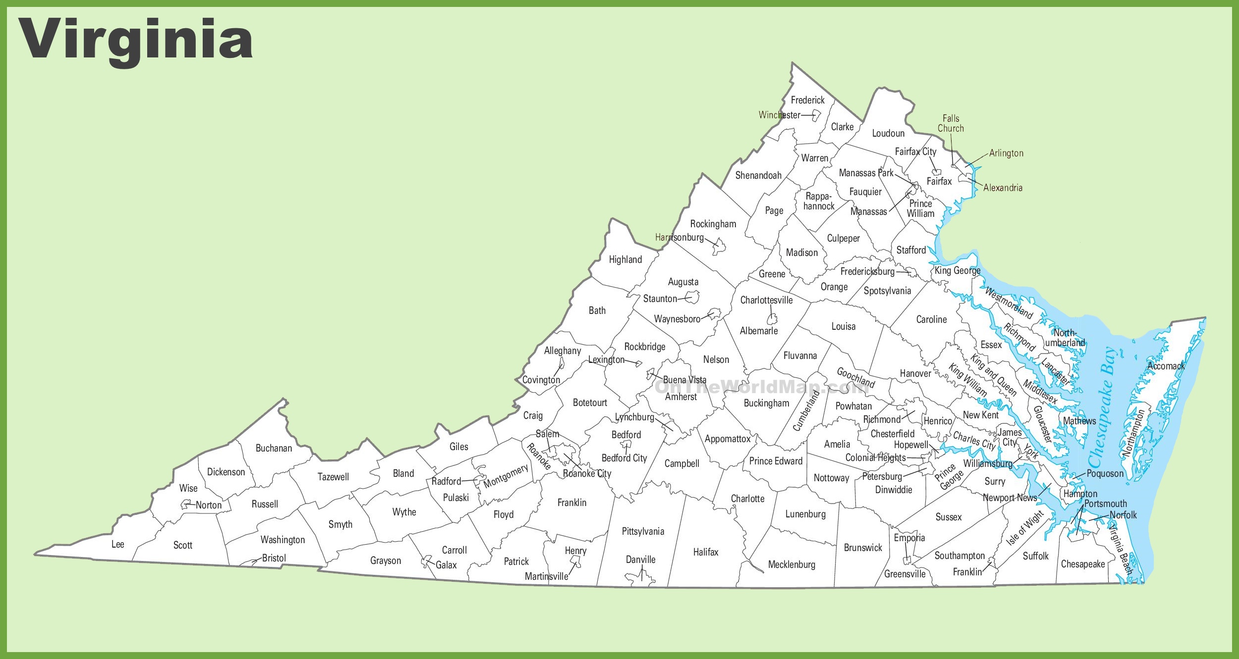 map of virginia with counties Virginia County Map map of virginia with counties