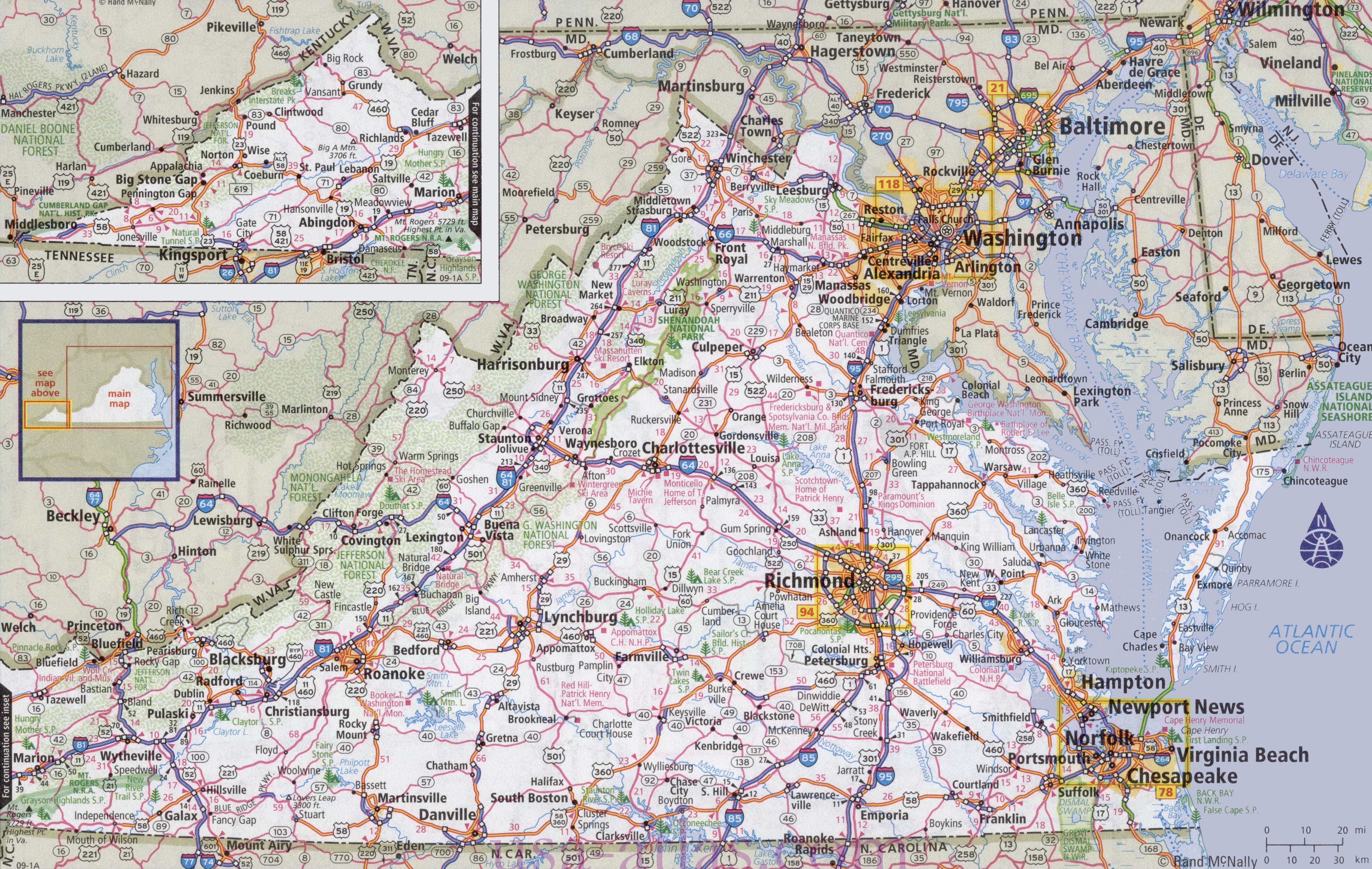 interstate map of virginia and north carolina Virginia Road Map interstate map of virginia and north carolina