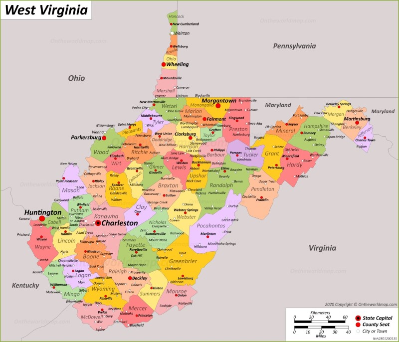 map of virginia and west virginia with cities West Virginia State Maps Usa Maps Of West Virginia Wv map of virginia and west virginia with cities