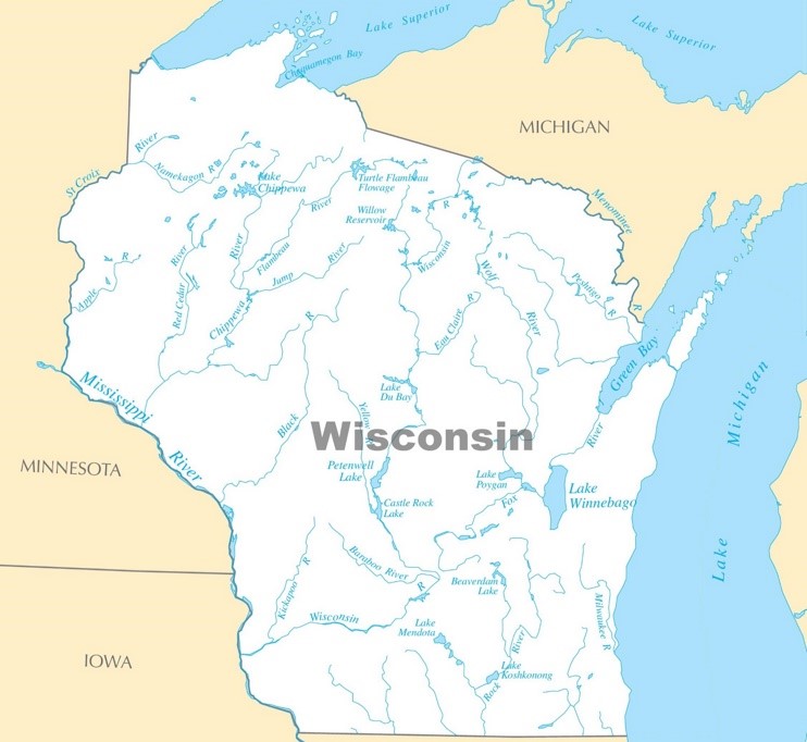 Wisconsin lakes map