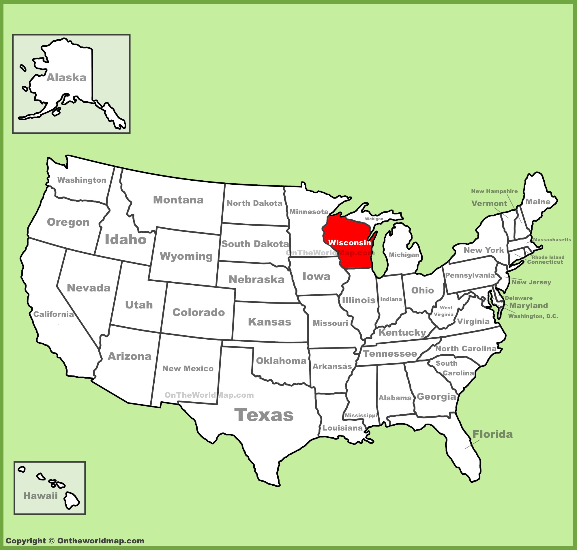 Image result for map of the US wisconsin