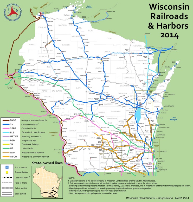 Wisconsin railroad map