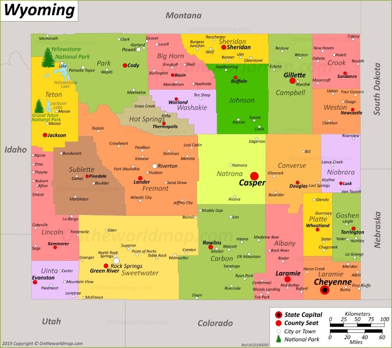 wyoming state map with cities and towns Wyoming State Maps Usa Maps Of Wyoming Wy wyoming state map with cities and towns