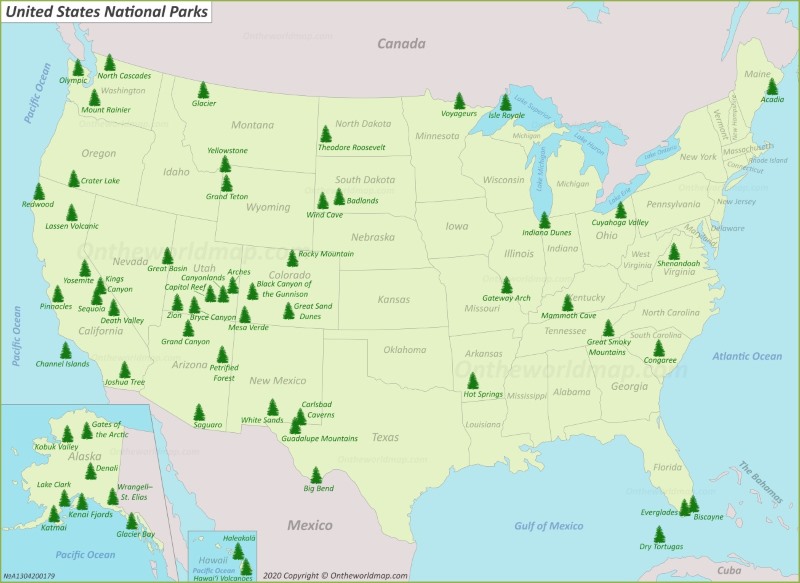 Buy Us National Parks Map
