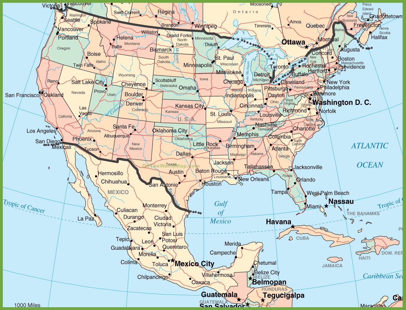 map of us and mexico showing states Usa And Mexico Map map of us and mexico showing states