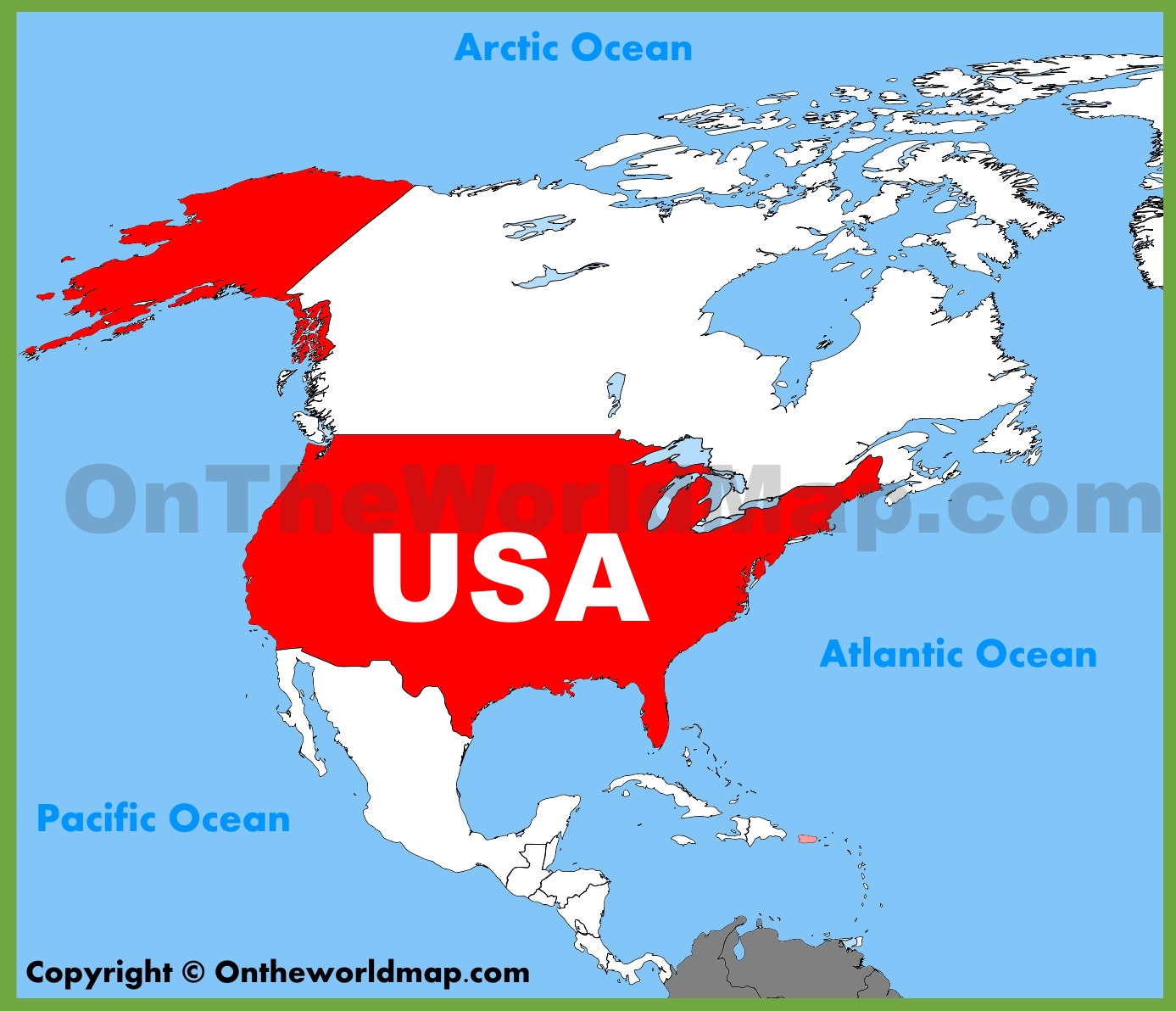 Usa Location On The North America Map