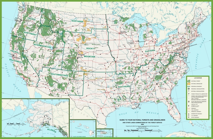 USA national forests map