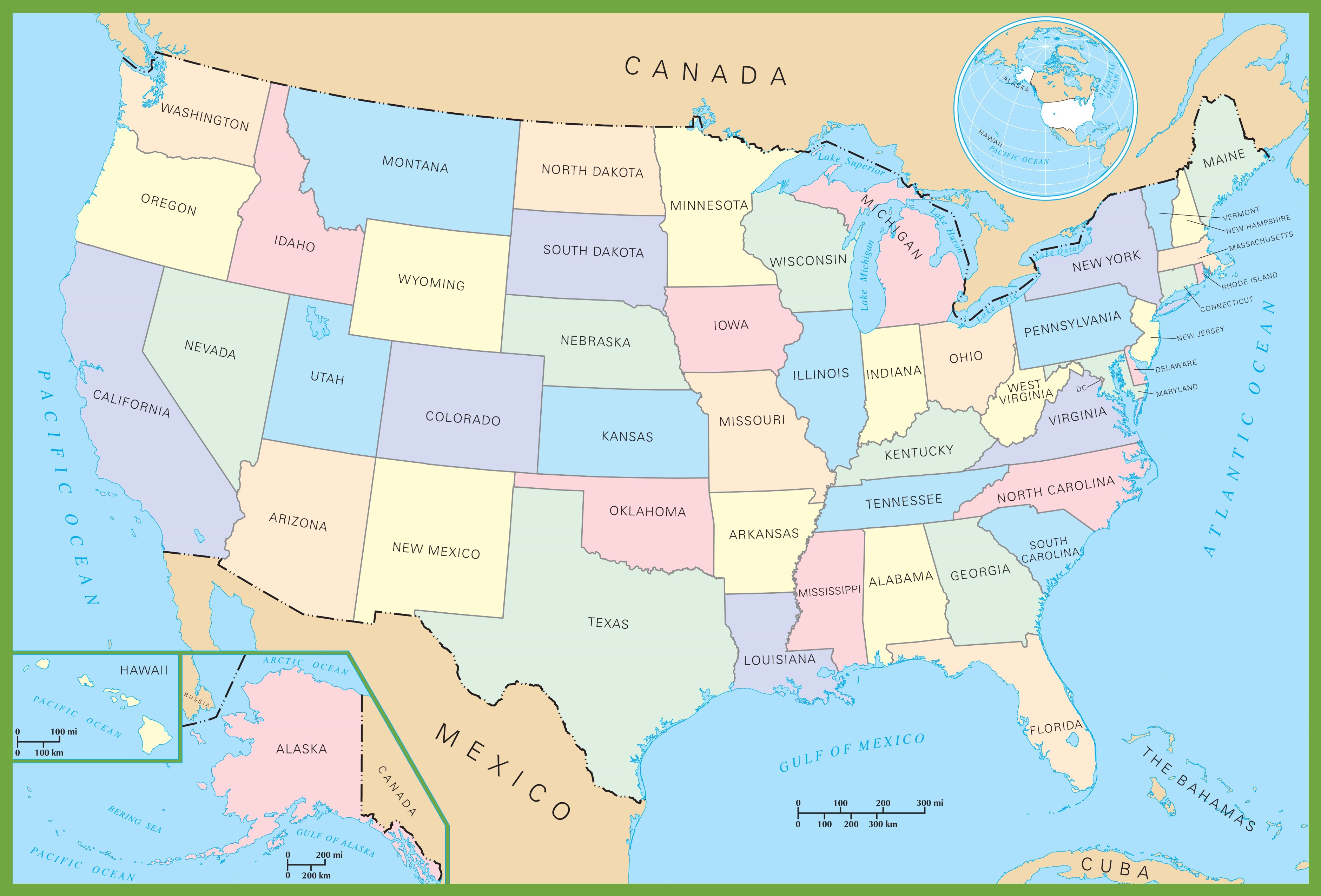 The Usa Map With States