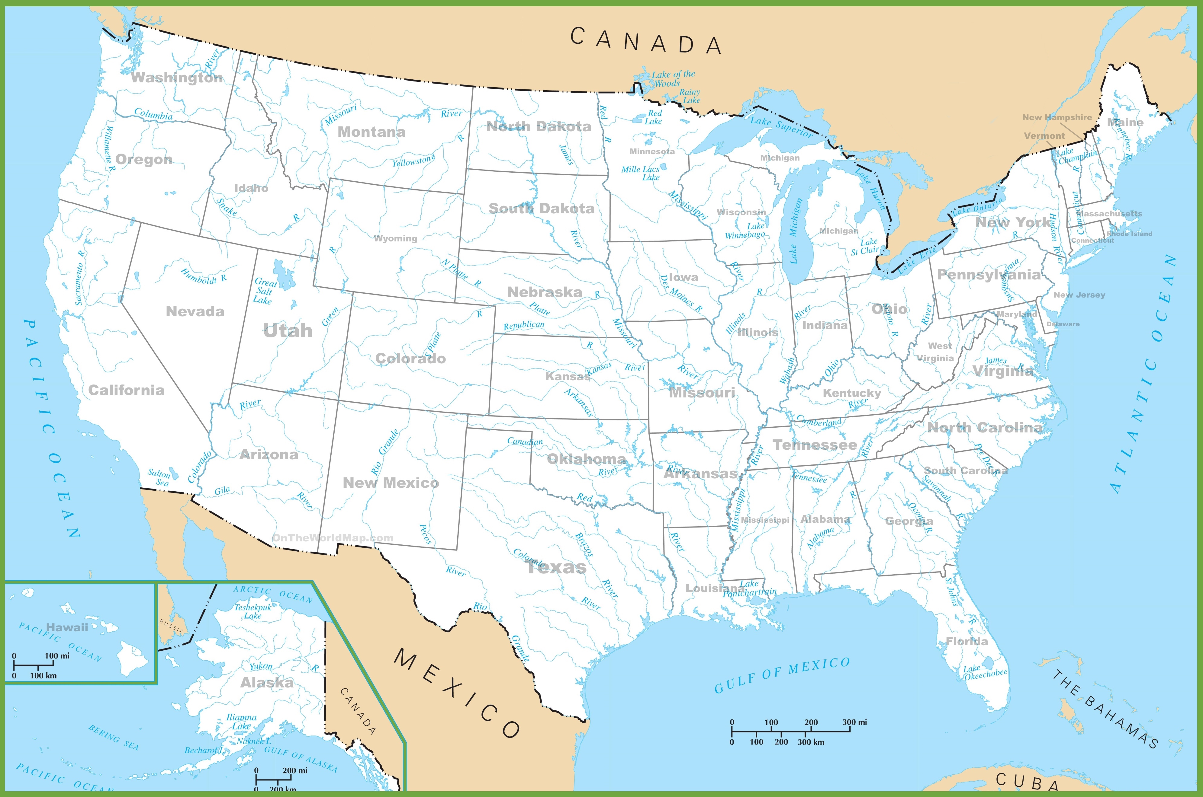 Usa Rivers And Lakes Map