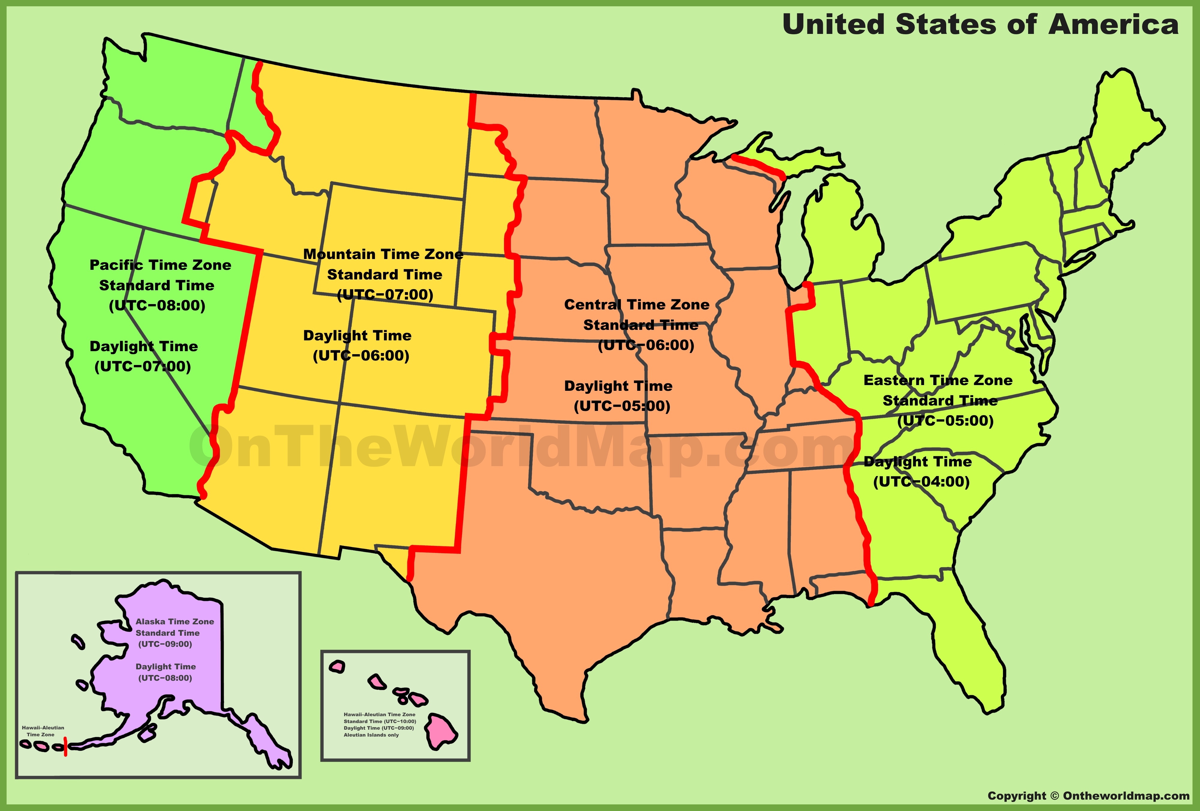 USA time zone map