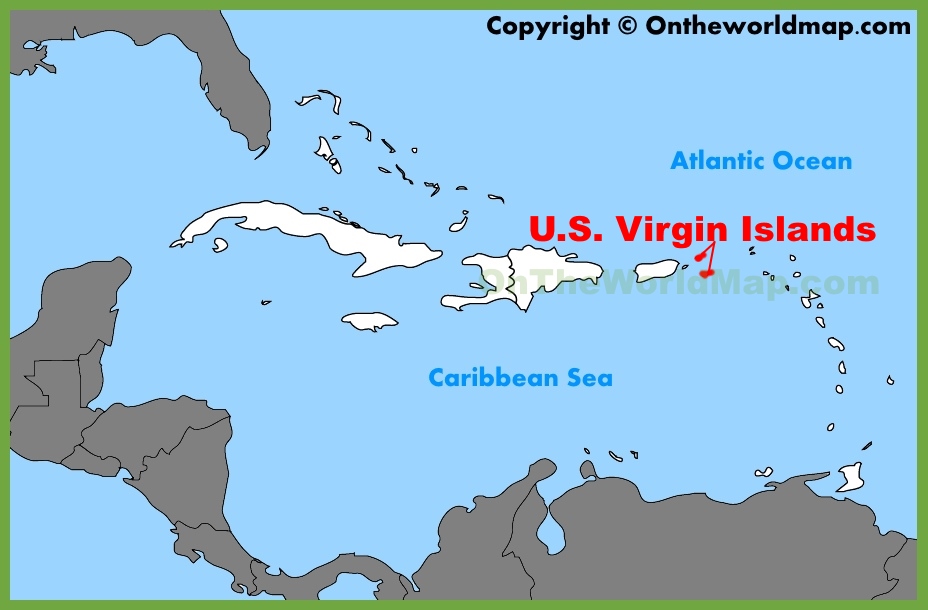 u s virgin islands on world map U S Virgin Islands Location On The Caribbean Map u s virgin islands on world map