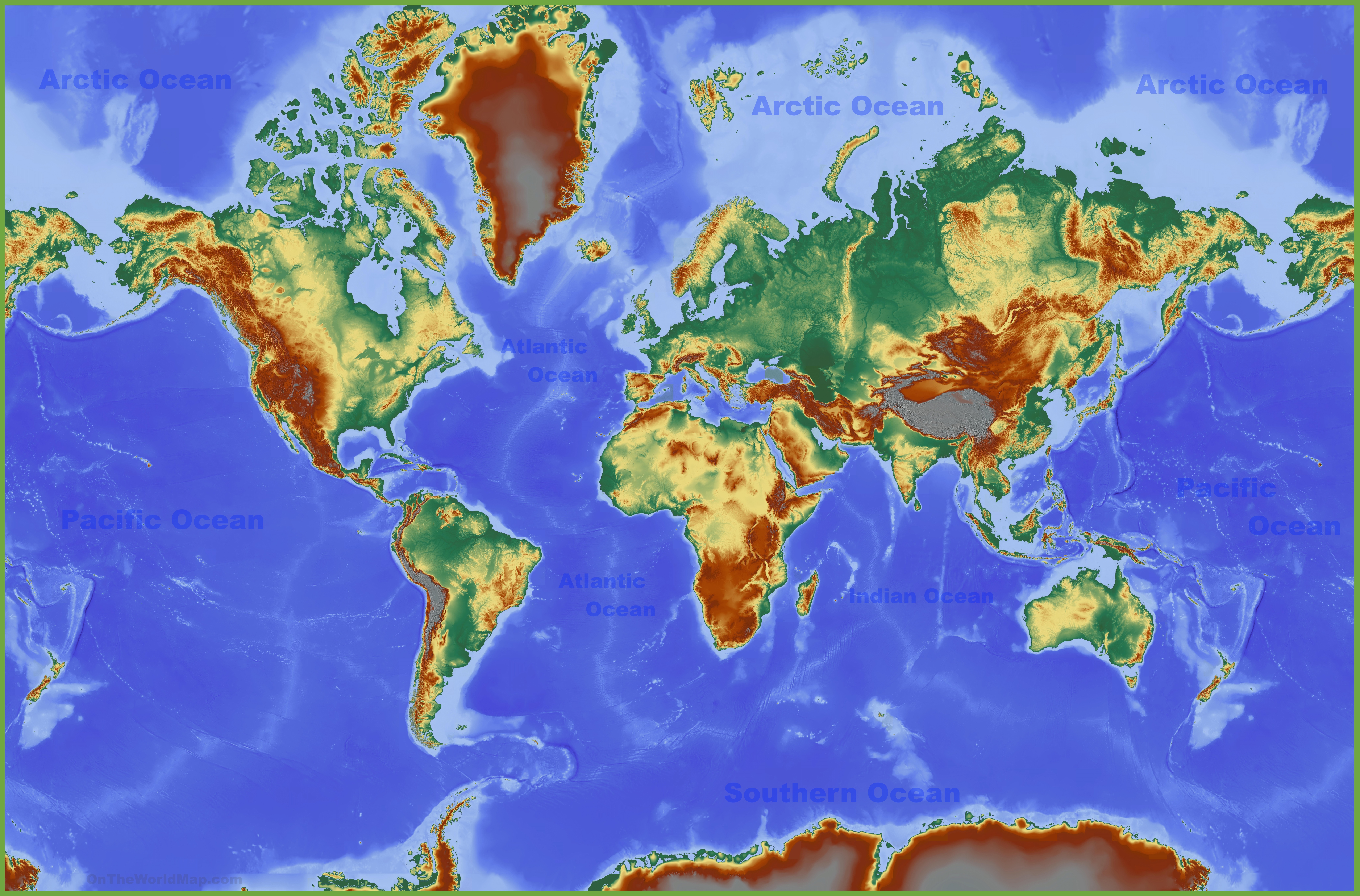 Physical Map Of The World