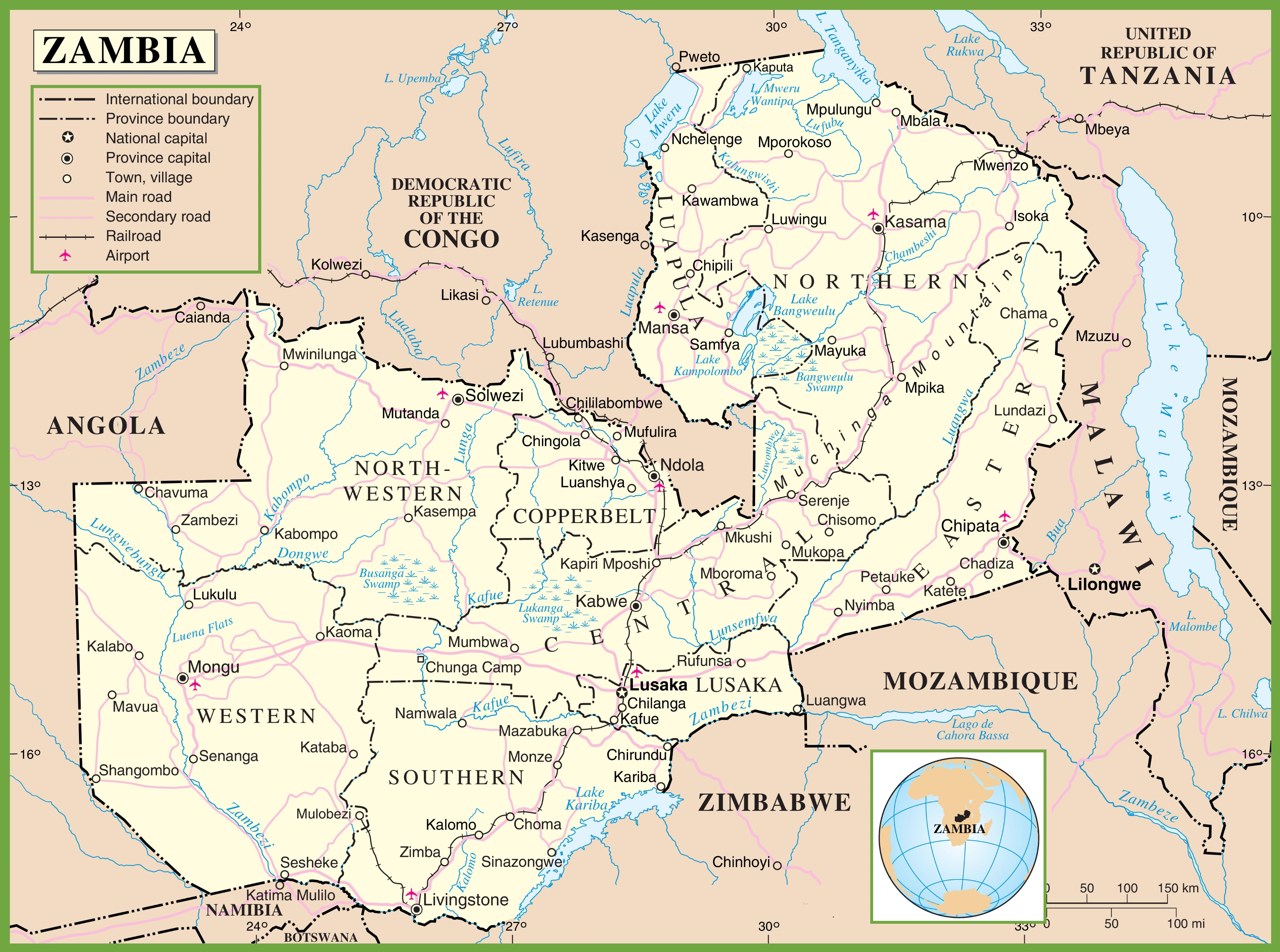 Zambia Political Map