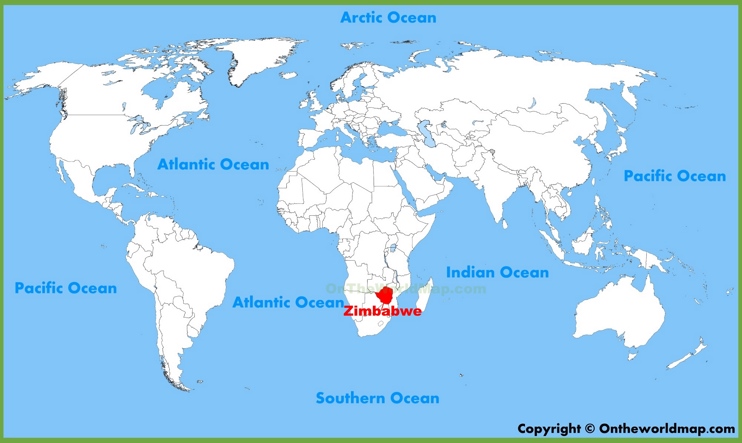 Zimbabwe location on the World Map
