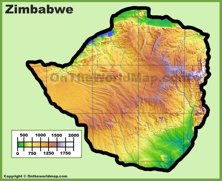 Zimbabwe physical map