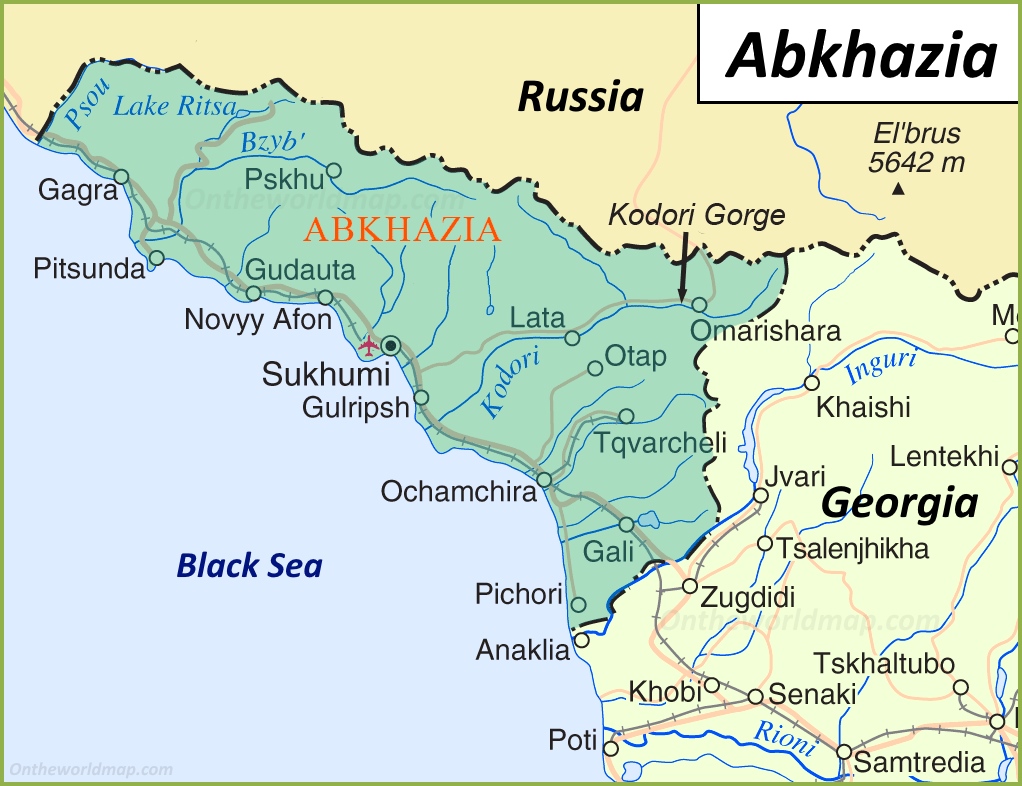 Abkhazia Political Map Ontheworldmap Abkhazia Political Map Ontheworldmap