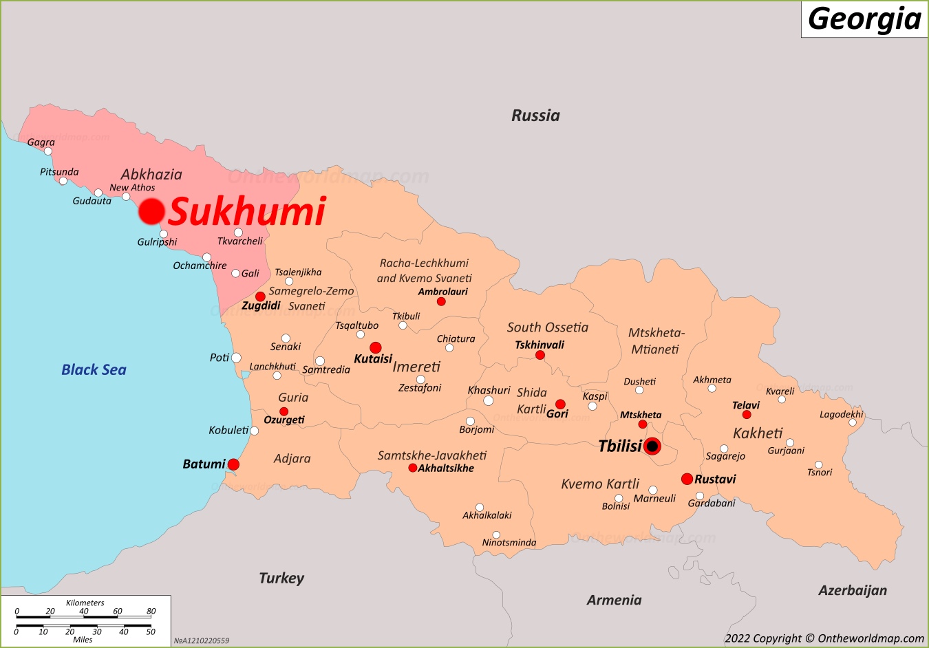 Sukhumi Location On The Georgia Map