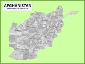 Administrative map of Afghanistan with provinces and districts