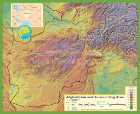Large physical map of Afghanistan
