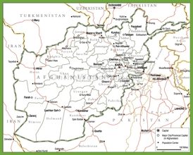 Political map of Afghanistan with provinces