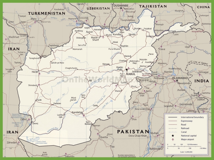 Road map of Afghanistan