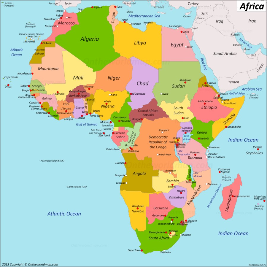Map of Africa with Capitals