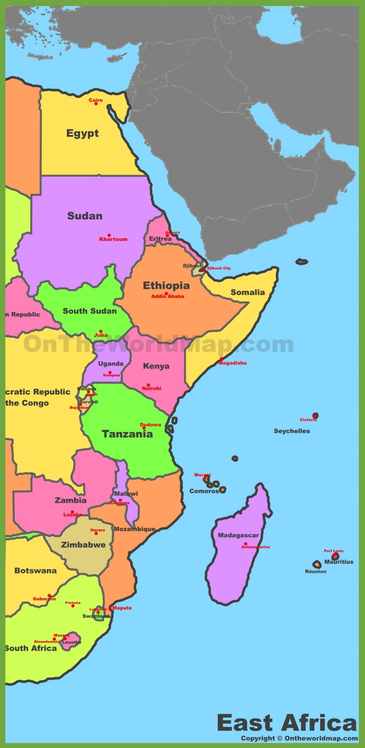 Map of East Africa - Ontheworldmap.com