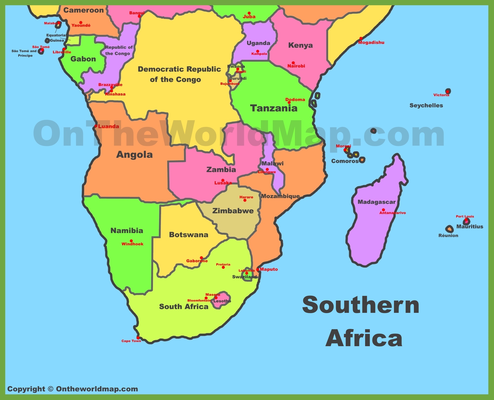 south eastern africa map